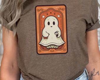 Camiseta de Halloween del tarot fantasma, camisa de Halloween de la carta del tarot, estética gótica, camisa de la carta del tarot brujo, regalo para las mujeres, regalo del amante del tarot