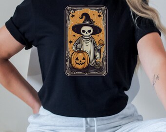 Camiseta de Halloween del tarot fantasma, camisa de Halloween de la carta del tarot, estética gótica, camisa de la carta del tarot brujo, regalo para las mujeres, regalo del amante del tarot