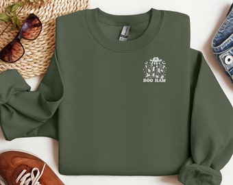 Funny Cowboy Ghost Sweatshirt, Embroidered Halloween Sweatshirt, Halloween Crewneck, Unisex Sweatshirt, Aesthetic Crewneck, Spooky Season