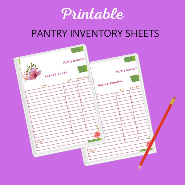 Pantry sheets, Reminder Food binder inventory tracker, simple printable useful pantry sheets, pantry organizer