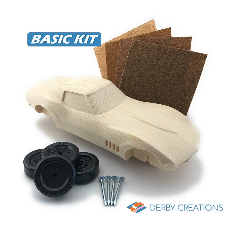 C3 Corvette Pinewood Derby Car Kit Pre Cut Wood Model Car Etsy
