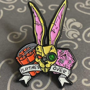 Playtime Mask Enamel Pin: Black Plated Lapel Pin