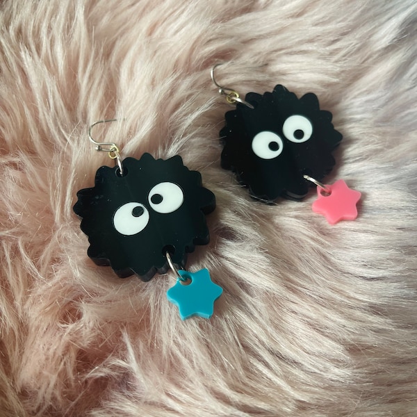 Soot Sprite Dangle Earrings / Acrylic Earrings