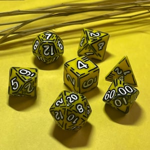 Yellow Borderlands Inspired Dice DnD/Dungeons and Dragons/RPG/Hand-Painted