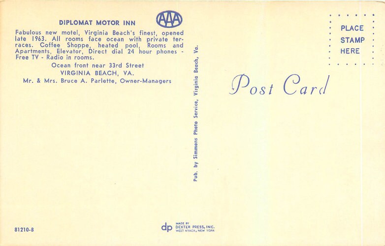 Diplomat Motor Inn, Virginia Beach, Virginia Etsy