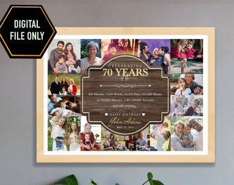 70. Geburtstag Foto Collage Geschenk, Individuell bedruckbare (nur digitale Datei)