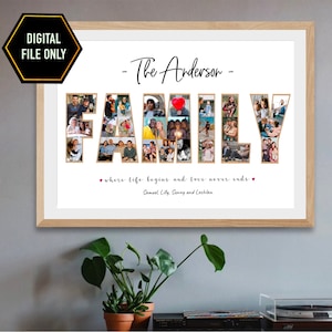 Family photo gift, family Photo collage, family gift, family present, Christmas gift, bday gifts for mom, dad, grandma, wall decoration