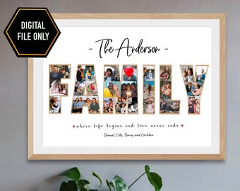 Family photo gift, family Photo collage, family gift, family present, Christmas gift, bday gifts for mom, dad, grandma, wall decoration