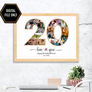 20th birthday gift, 20th Photo collage, 20th anniversary gift, 20th birthday decoration, twenty birthday, 20 birthday ideas, 20 bday gift