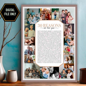30 things we love about you, 30 reasons we love you,30th birthday gift,30th birthday decoration ideas,thirty birthday, 30 bday gift keepsake