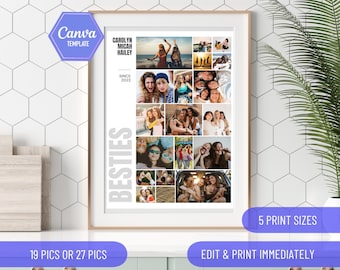 Besties Photo Collage, Best Friend Gift (Digital Canva Template)