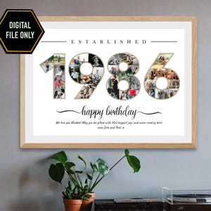 Collage fotografico regalo per il 40° compleanno, 1986 stampabile (solo file digitale) immagine 3