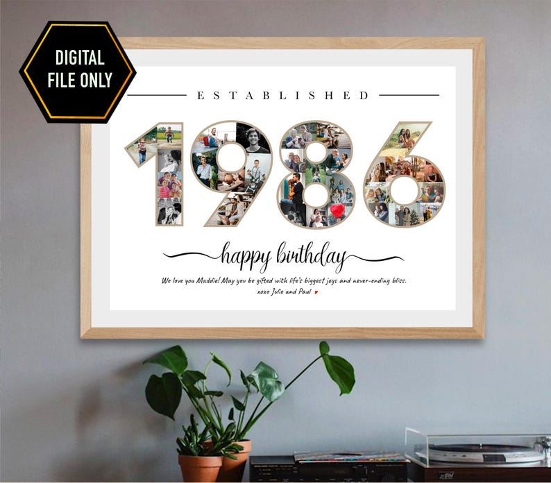 Collage fotografico regalo per il 40° compleanno, 1986 stampabile (solo file digitale) immagine 3