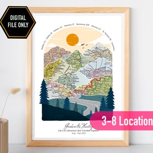 Individualisierbare Valentinstagsgeschenke, Abenteuerkarte, Reisekarte, Reisekarte, Vintage Karte Reise, Jahrestag Geschenk, Haus Deko Geschenke, Karte Kunst