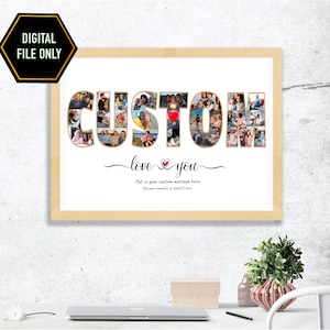 Cadeau d&#39;anniversaire avec collage photo personnalisé, texte personnalisé (fichier numérique)