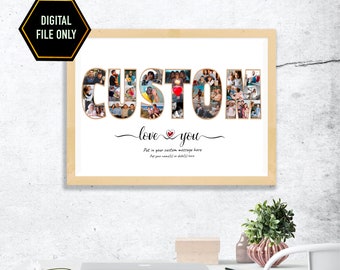 Personalized Photo Collage Birthday Gift, Custom Text (Digital File)