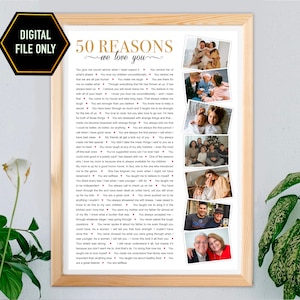 50 reasons we love  you, 50th birthday gift, 50 things that we love about you, 50th birthday decoration, fifty birthday, 50 birthday ideas