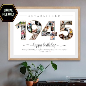 80er Geburtstagsgeschenk, hergestellt 1945, 80er Fotocollage, Geschenk zum 80er Geburtstag, Dekoration zum 80er Geburtstag, 80er Geburtstagsideen, Fotocollage 1945