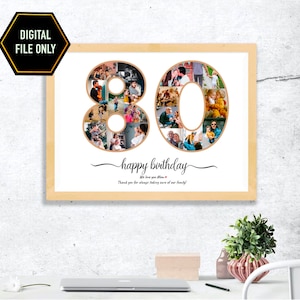 80th birthday gift, 80th Photo collage, 80th anniversary gift, 80th birthday decoration, eighty birthday, 80th birthday ideas