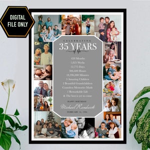 35th birthday gift, 35th Photo collage, 35th bday ideas, 35th birthday decoration, thirty five birthday, 35th birthday bday ideas