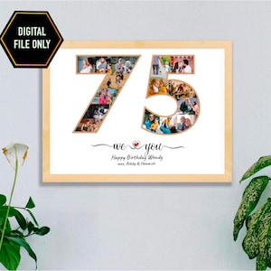 75th birthday gift, 75th Photo collage, 75th anniversary gifts, 75th birthday decoration, seventy five 75th bday ideas, 75th present