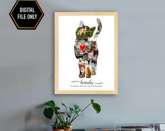 Personalized Cat Photo Collage Gift, Cat Loss Memorial (Digital File)