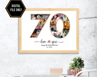 Collage de fotos para el 70.º cumpleaños (solo archivo digital)