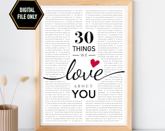 30th Birthday Gift, 30 Things We Love About You (Digital File)