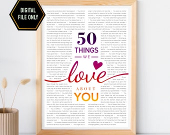 50 Things We Love About You, 50th Birthday Gift (Digital File Only)