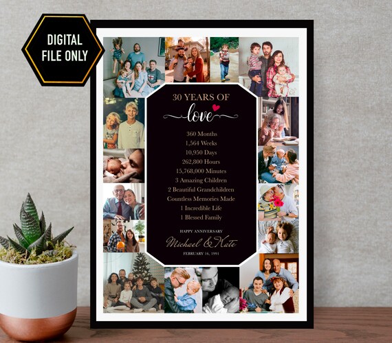 Cadeau 30 Ans De Mariage 30e Anniversaire De Mariage Housse De Coussin Souvenir Décoration Cadeau Pour Couples Parents Femmes Hommes Maman Papa Mari Femme Grand-mère Grand-père Amis(30e Anniversaire