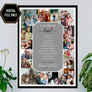 Regalo fotográfico del 35.° aniversario de bodas, regalo personalizado del 35.° aniversario para padres, abuelos, idea de regalo para el 35.° aniversario, recuerdo