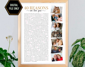Impresión "40 razones por las que te amamos", regalo para tu 40.º cumpleaños (solo archivo digital)