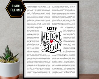 60 Reasons We Love You, 60th Birthday Gift Print (Digital File Only)