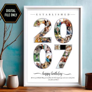 18th birthday gift, 18th Photo collage, 18th anniversary gift, 18th birthday decoration, eighteen birthday present, 2007 photo collage