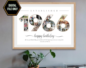 60th Birthday Photo Collage Gift, Personalized 1966 Print (Digital File Only)