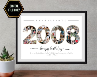 18th Birthday Photo Collage Gift, Personalized Keepsake (Digital File Only)