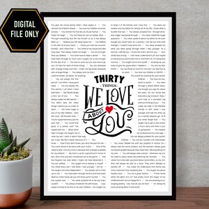 30 reasons we love  you, 30th birthday gift, 30 things that we love about you, 30th birthday decoration, thirty birthday, 30 birthday ideas