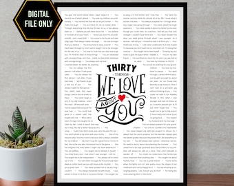 30th Birthday Gift, 30 Reasons We Love You Print (Digital File)