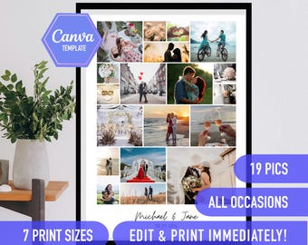 Any occasions Photo Collage, Birthday, Anniversaries, Graduation, Thank you, Farewell Template, DIY Template Editable Personalised Gifts