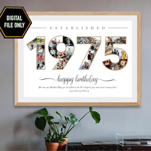 Regalo de 50 cumpleaños, establecido en 1975, collage de fotos del 50, decoración del 50 cumpleaños, cincuenta cumpleaños, ideas para el 50 cumpleaños, regalo de 50 cumpleaños