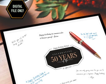 50th Birthday Guestbook Poster, Personalized Signature Sign (Digital File)