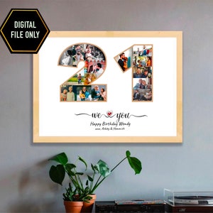 21st birthday gift, 21st Photo collage, 21st anniversary gift, 21st birthday decoration, twenty one birthday, 21st birthday ideas