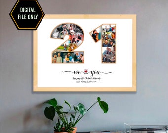 21. Geburtstag Foto-Collage Geschenk, Jubiläum Andenken (Digitale Datei)