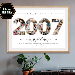 18th birthday gift, 18th Photo collage, 18th anniversary gift, 18th birthday decoration, eighteen birthday present, 2007 photo collage