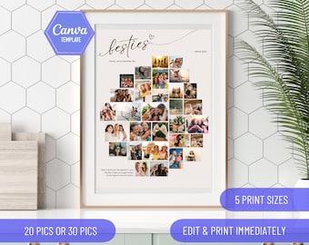 Besties gift, bestie Photo collage, best friends gift, friendship present, friends template DIY canva gifts besties poster