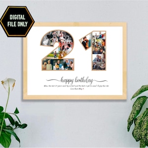 21st birthday gift, 21st Photo collage, 21st anniversary gift, 21st birthday decoration, twenty one birthday, 21st birthday ideas