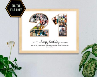 21. Geburtstag Foto-Collage Geschenk (Digitale Datei)