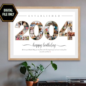 21st birthday gift, 21st Photo collage, 21st anniversary gift, 21st birthday decoration, twenty one birthday present, 2004 photo collage