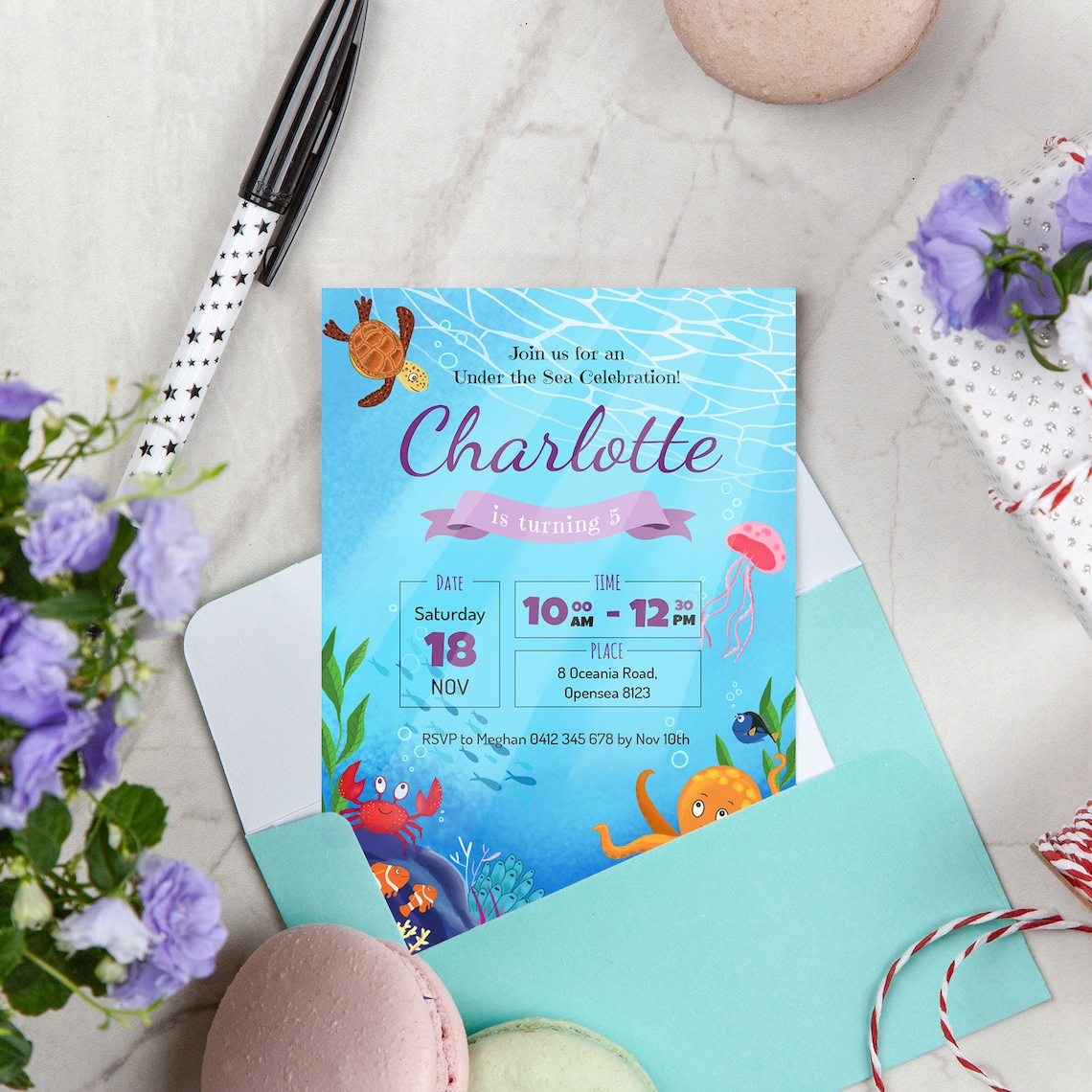 Under the Sea Invitation Ocean Birthday Invite Sea Creature | Etsy