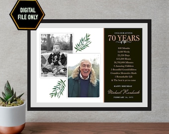Collage de fotos para 70 cumpleaños, regalo personalizado (solo archivo digital)